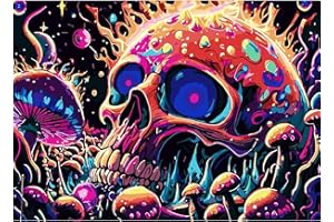 QENSPE 5D Halloween Diamond Painting, DIY Crâne Peinture Diamant Kit Adulte, Fantaisie Diamant Painting Rond Broderie Kit Complet, Strass Point de Croix Diamond Art Decoration Chambre Murale 30x40cm