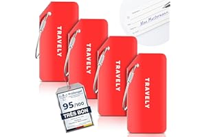 Travely Étiquettes de bagage de qualité supérieure - Facile à reconnaître, robuste et sûre - Avec étiquette nominative et protection de la vie privée - Étiquettes d'adresses polyvalentes et pratiques