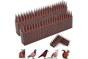 YKingder Bird Spikes, 12 Pack Pigeon Deterrent for Small Birds Raccoon Cats Defender for Outside to Keep Squirrel Away, Plastic Fence Spike for Railing and Roof-Black(with Cable Ties and Nano Glue)