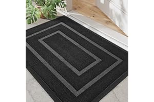 DEXI Wycieraczka zewnętrzna 60 x 90 cm, antypoślizgowa mata wejściowa do wnętrz, zmywalna i chłonna mata do drzwi, zatrzymuje kurz - czarna