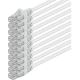 1aTTack.de 0.5m CAT.6 CAT6 Ethernet LAN Cable 1000 Mbit/s, 10x - white | Internet Patch Cable Cat 6 Network LAN Cable for Swi