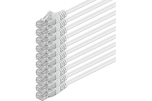 1ATTACK.DE 0,5m - blanco - 10 piezas - Cable de red Ethernet con conectores RJ45 CAT6 CAT 6 Cat.6 1000 Mbit/s