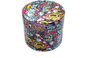 TPLF Grinder Rick e Morty 40 mm in 4 parti smerigliatrice spezie pesce globuloso in zinco trituratore di erbe essiccate con la sua piccola spatola per polline coperchio magnetico per una chiusura perfetta