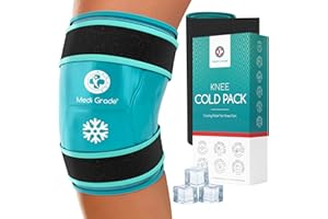 ‎MEDI GRADE Medi Grade Kompres Żelowy Chłodzący Na Kolano – Chłodzenie Kolana i Regeneracja Po Operacji – Dwuwarstwowy Okład Chłodzący z Izolującym Pokrowcem – Wielorazowy Elastyczny Kompres Na Kolanie