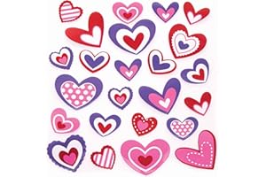 Baker Ross Autocollants en Mousse motif Cœur - Lot de 200, Autocollants Enfants en Mousse pour la Saint Valentin (FC429)