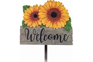 Spoontiques - Sunflower Welcome Garden Stake - Garden Décor - Decorative Stake for Lawn and Yard - Multicolored