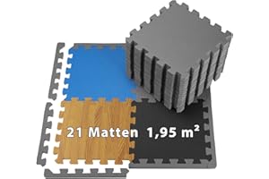 ‎ALPIDEX ALPIDEX 1,95 m² Bodenschutzmatte 21 Stück 30x30x1 cm Schutzmatten Set Sportmatte Gymnastikmatte Sportgeräte Matte Fitnessmatte Turnmatte Unterlegmatte Bodenmatte Trainingsmatte Gummimatte
