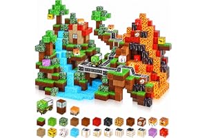Magnetiska byggklossar 100 stycken magnetiska byggstenar set – kreativ 3D-leksak med dinosaurier, vulkan och naturlandskap