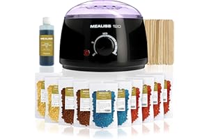 Kit Epilation Cire Chauffe - Professionnelle - Perles de Cire 1kg - Spatules - Huile Post Epilation - Epilation Maillot, Corps et Visage - Kit Complet - Mealiss 120 - Plastimea