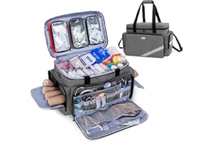 Trunab Sac de Premiers Soins Vide, Sac Médical Professionnel Sac de Sauvetage d'urgence avec Diviseurs Intérieurs et Fond Antidérapant, Idéal pour EMT, EMS, Ambulanciers Paramédicaux