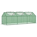 Outsunny Mini Serra da Giardino con 3 Finestre Avvolgibili e Copertura PE Anti-UV, 180x60x60cm, Verde