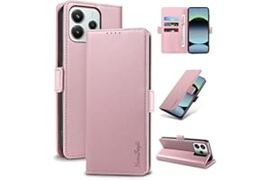 Yunubeyii Handyhülle für Xiaomi Redmi Note 14 4G - [RFID Blocker] Hülle Luxus PU Leder Kartenhülle Magnetverschluss Klapphülle mit Ständer,Stoßsicher Schutzhülle,Rosa