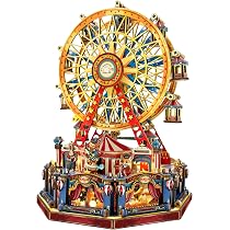 Boîte à Musique Carrousel ROBOTIME – Puzzle 3D En Bois 265 Pièces, Avec LED Et 4 Mélodies, Maquette à Construire, Idéal Pour DIY