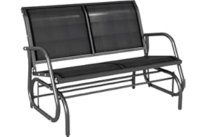 ‎OUTSUNNY Outsunny Schaukelstuhl 2-Sitzer Gartenbank Gartenschaukel Sitzbank Parkbank Metall Gartenmöbel Schwarz 120 x 70 x 85 cm