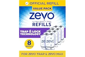 Zevo Flying Insect Trap Refill - for The Zevo MAX & Standard Indoor Fly Trap - Catch Gnats, House & Fruit Flies - Easy to Use - Mess-Free Disposal (8 Refill Cartridges)