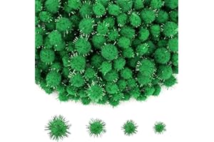 NACHLYNN 1000 Glitzer-Pompons zum Basteln Großpackung 4 Größen Bunt Weiche Flauschige Pompons Bommel zum Basteln DlY-Dekorationsaktivitäten, mit Aufbewahrungstasche (Grün)