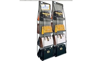 zebricolo, Porta Borse, 2 Pezzi porta borse da armadio, 2024 nuovo robusto, organizer armadio,8 Borse Grandi，organizer borse armadio, salvaspazio, grigio/nero