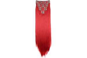 CAISHA XXL 50cm 8 Teile Set CLIP IN EXTENSIONS Nicole Haarverlängerung Haarteil Glatt Rot CES120
