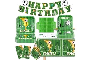 INSPIREYEE 123 Pack Football Party Supplies Sports Theme Birthday Decorations Football Party Plates，Napkins，Banner, Tablecloth Set Football Theme Set for Boys Sports Theme Birthday Decorations Serves 40 Guests