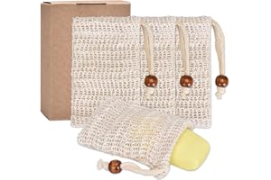 WILLINGOOD 4 x woreczki na mydło, 100% naturalny sizal, ekologiczne resztki mydła, bez plastiku siatka na mydło do peelingu ciała, beżowy, 4 Stück (1er Pack)