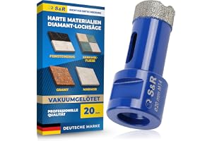 S&R Professionell diamantkakelborr 20 mm, hålsåg för kakel M14-gänga, diamantborrkakel, vakuum lödd borrkrona, vinkelslip för