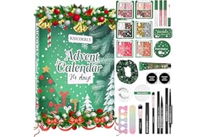 KAICOERLY Makeup Advent Calendar 2025,24 Days Christmas Advent Calendar for Teen Girls,2025 Xmas Countdown Calendar Make Up Sets for Christmas Party Festival with Mascara Eyeshadow Lipstick Blush Eyebrow Soap