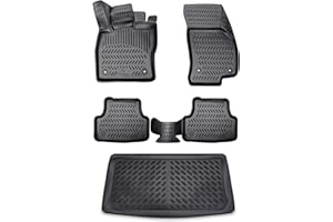 ELMASLINE Set di Tappetini in Gomma 3D e Vaschetta per Bagagliaio per Renault Captur 2 (2020-2025) | Pavimento di Carico Inferiore | Tappetini per Auto e Vaschetta per Bagagliaio | Accessori Auto