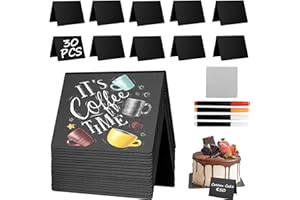 Aevcvok 30 Pcs Mini Tableau Noir, 10 x 7,6 cm Mini Ardoise avec Stylo et Chiffon, Étiquette Buffet, Marque Place, Étiquette Prix, Ardoise Petite pour Mariage, Tables, Boulangerie, Restaurant
