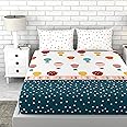 LORETO - A QUALITY LINEN BRAND 100% Cotton Bedsheet for Double Bed, 1 Double Bedsheet with 2 Pillow Covers | 144 TC Queen Size Double Bedsheet Cotton, Red and Blue Hot Air Balloon Design