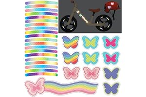 COSYSPARKS autocollants réfléchissants,31 autocollants réfléchissants haute visibilité bande réfléchissante imperméable vélo autocollant cadre de sécurité réfléchissant ceinture vélo, casque, scooter (Papillon)