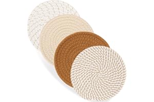 17.8 cm Trivet for Hot Dishes, Hot Pots and Pans, 4 Heat-Resistant Hot Pads, Pot Holders for Kitchen Countertops, Table, Home Utensils for New Home and Farmhouse Decor (Brown)