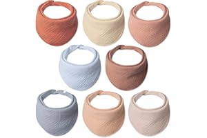 Lulu moon Bebe Baberos de 100% Algodón Muselina, Baberos para Bebé Niño Niña Unisexo 8 Paquetes