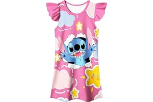 Aepotumn Nightdress Girls Nighties Pjs Princess Pyjamas Flutter Sleeve Nightgown Nightwear for Kids 6-12 Y