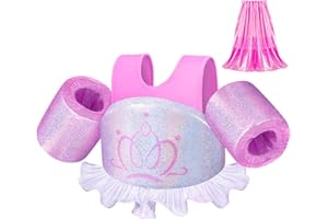 Abuytwo Kids Swim Vest with Cape & Adjustable Shoulder Straps, Swim Floats Vest for Kids 2-7 Years Boys/Girls, Toddler Swimming Vests Buoyancy Aid with Safety Adjustable Buckle Baby Training Jacket