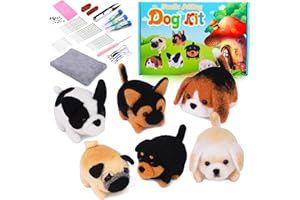 RUASOL Nadelfilz-Set, 6-teiliges Hundepuppen-Anfänger-Set zum manuellen Nadelfilzen mit detaillierter Anleitung, Nadelfilzmatte und DIY-Nadelfilzwerkzeugen für Festival-Bastelarbeiten und DIY-Projekte…