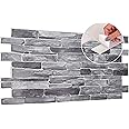 3D Wall Panels Self Adhesive - 20 Sheets Covering 9.22 sqm | 99.2 sqf - PVC Wall Cladding Panels | Stone Cladding Effect | Easy Peel & Stick | Natural Grey Rock Stone Design