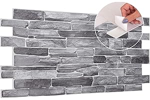 NOVECRAFTO 3D Wall Panels Self Adhesive - 20 Sheets Covering 9.22 sqm | 99.2 sqf - PVC Wall Cladding Panels | Stone Cladding Effect | Easy Peel & Stick | Natural Grey Rock Stone Design