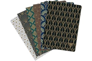 Clairefontaine - Ref 192036C - Cuaderno de lomo cosido Neo Deco (48 hojas) - Tamaño A5, papel vitela cepillado de 90 g/m², revestimiento mate, regla - Patrones surtidos (paquete de 6)