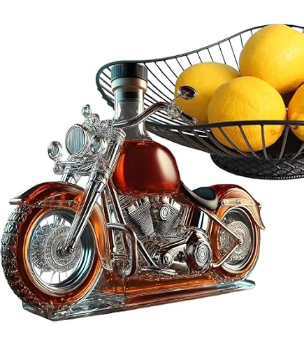 Carafe à Whisky En Forme De Moto 3D - Verre Soufflé, Décoration Bar Ou Cadeau Original