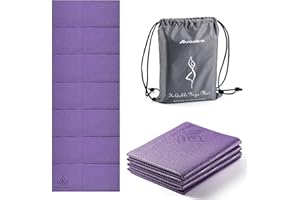 Avoalre Travel Yoga Mat Non Slip Foldable Portable Gym Mat Fitness Training Pilates Exercise Mat Workout for Women Men