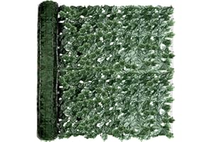 REOVE Artificial Ivy Privacy Fence Screen, Artificial Hedge Fence Green Leaf Ivy Screen Plant Wall Fake Grass Decorative Backdrop for Privacy Protection Home Balcony Garden