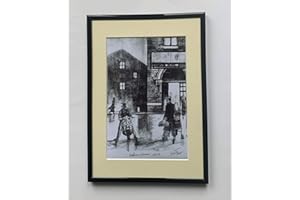 HANDMADE "Lambretta Outside Wigan Casino" A limited edition print, mounted and framed. Overall size 30.5 cm by 22 cm.