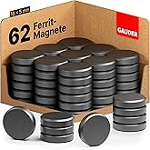 GAUDER Magnete für Magnettafel | 62x Starke Magnete für Whiteboard, Pinnwand & Kühlschrank | Magnete schwarz