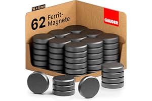 GAUDER Magnete für Magnettafel | 62x Starke Magnete für Whiteboard, Pinnwand & Kühlschrank | Magnete schwarz
