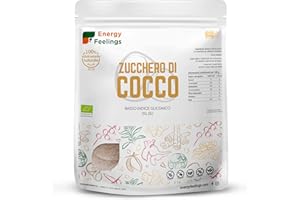 Energy Feelings Zucchero di Cocco Integrale BIO 1 Kg. Dolcificante Naturale ottenuto dai Fiori di Cocco, Basso Indice Glicemico, Senza Glutine nè Lattosio. Coconut Sugar Vegano
