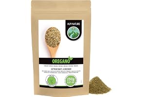 Alpi Nature Oregano Torkad 250g, Gnuggad Oregano Ört för Matlagning, Pasta och Pizza