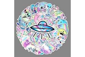 LYLSDSB Außerirdische Aufkleber 50 Stück wasserdichte niedlich UFO Stickers für Laptop Skateboard Wasserflasche Handy Computer Auto Fahrrad Gepäck,Vinyl Rakete Schiff Aliens Aufkleber für Kinder Jugendliche