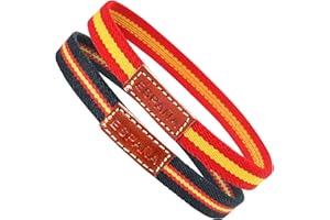HAND-PRO Pulsera de Cuero con la Bandera de españa para Hombre, Pulsera Elastica de Tela para Mujer