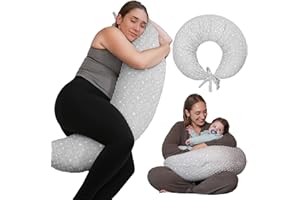 DancesCat Versátil Almohada corporales Embarazada Dormir,XXL Cojin Lactancia Bebe con Funda de Terciopelo Lavable,Cojin Embarazada,Ajustable Cojin de Lactancia,Almohada de Embarazo