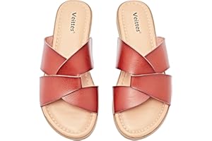 Veittes Sandalias planas para mujer - Zapatos de moda con tiras cruzadas para primavera y verano.